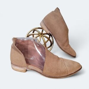 Free People Royale Suede D'orsay Pointed Toe Booties Flats Size 36.5